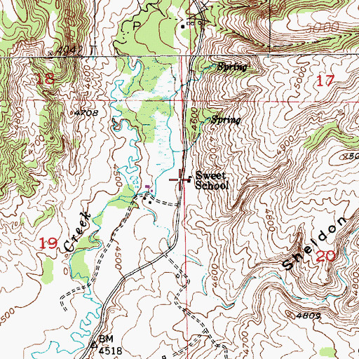 Topographic Map of Sweet School, WY