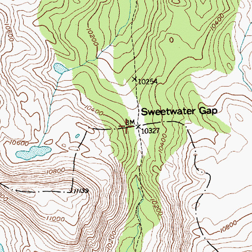 Topographic Map of Sweetwater Gap, WY