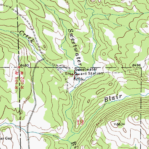 Topographic Map of Sweetwater Guard Station, WY