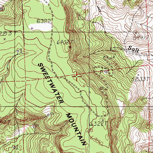 Topographic Map of Sweetwater Mountain, WY