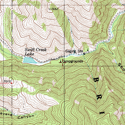 Topographic Map of Swift Creek Campground, WY