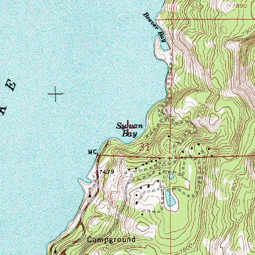 Topographic Map of Sylvan Bay, WY