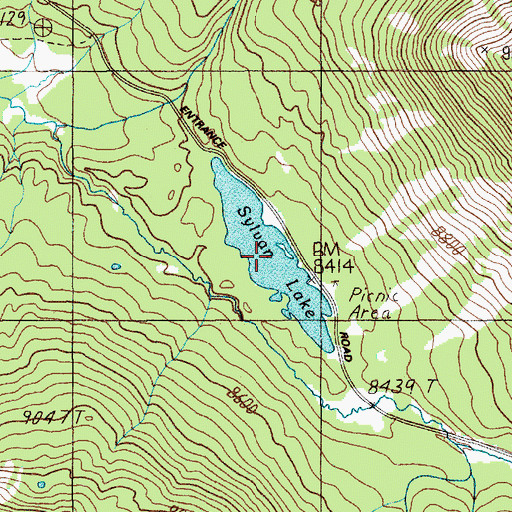 Topographic Map of Sylvan Lake, WY