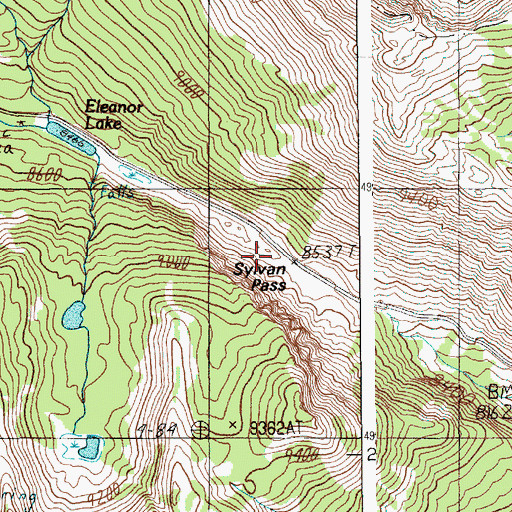 Topographic Map of Sylvan Pass, WY