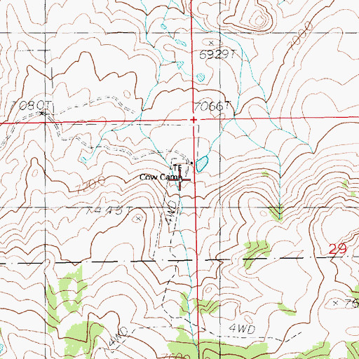 Topographic Map of TE Cow Camp, WY