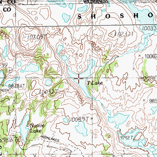 Topographic Map of T Lake, WY
