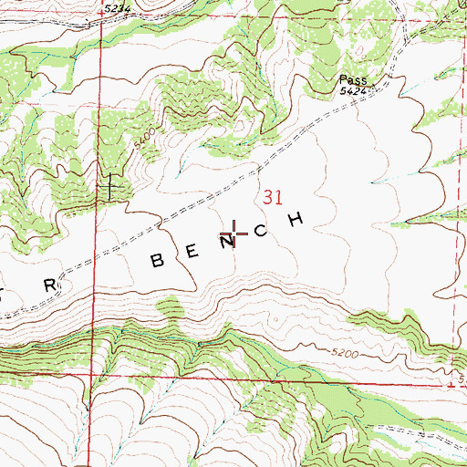 Topographic Map of T R Bench, WY
