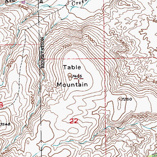 Topographic Map of Table Mountain, WY