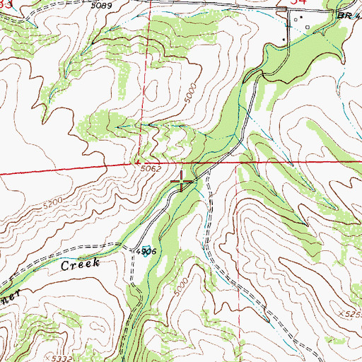 Topographic Map of Taffner Creek, WY