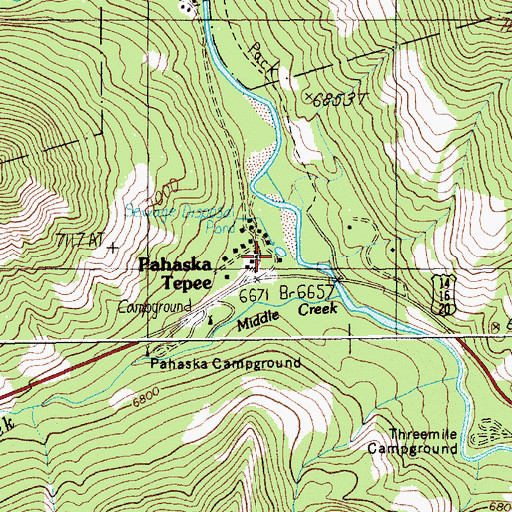 Topographic Map of Pahaska Tepee, WY