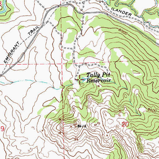 Topographic Map of Tally Pit Reservoir, WY