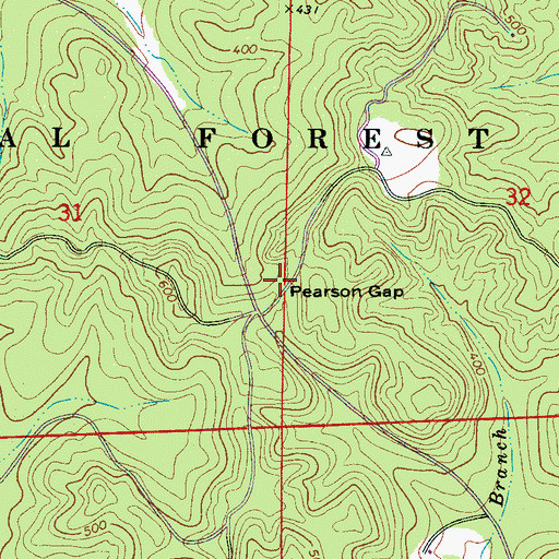 Topographic Map of Pearson Gap, AL