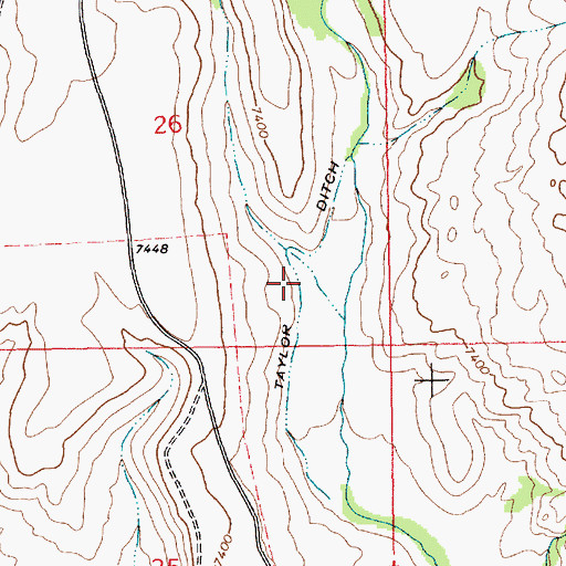 Topographic Map of Taylor Ditch, WY