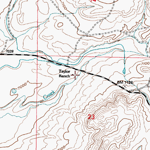 Topographic Map of Taylor Ranch, WY