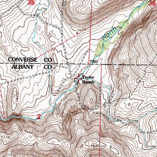 Topographic Map of Taylor Ranch, WY