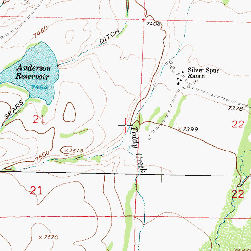 Topographic Map of Teddy Creek, WY