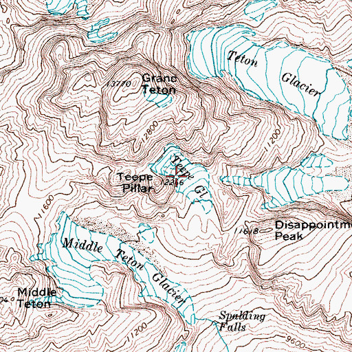 Topographic Map of Teepe Glacier, WY