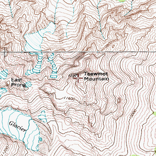 Topographic Map of Teewinot Mountain, WY