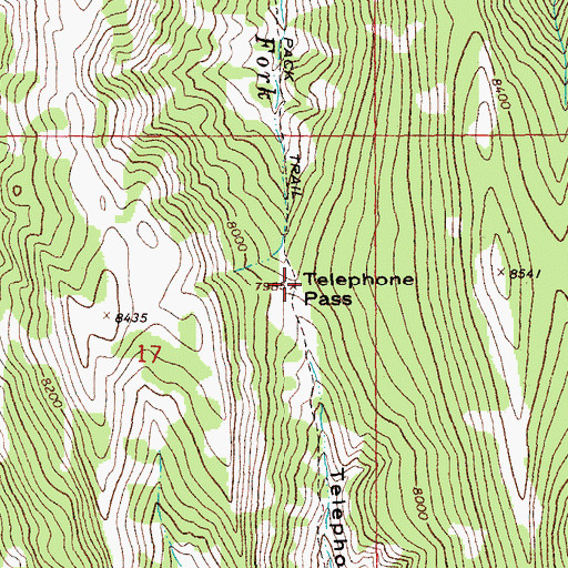 Topographic Map of Telephone Pass, WY