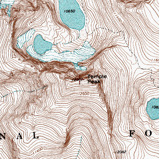 Topographic Map of Temple Peak, WY
