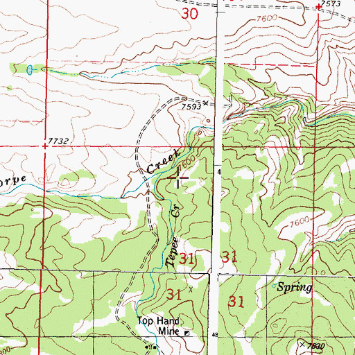 Topographic Map of Tepee Creek, WY
