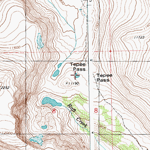 Topographic Map of Tepee Pass, WY