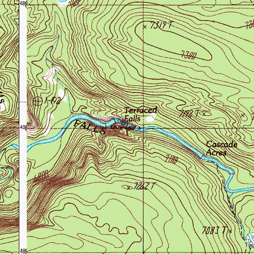 Topographic Map of Terraced Falls, WY