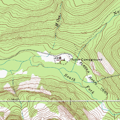 Topographic Map of Teton Campground, WY