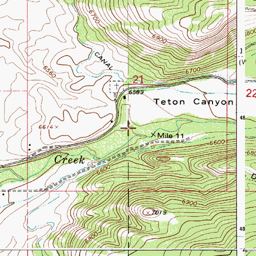 Topographic Map of Teton Canyon, WY