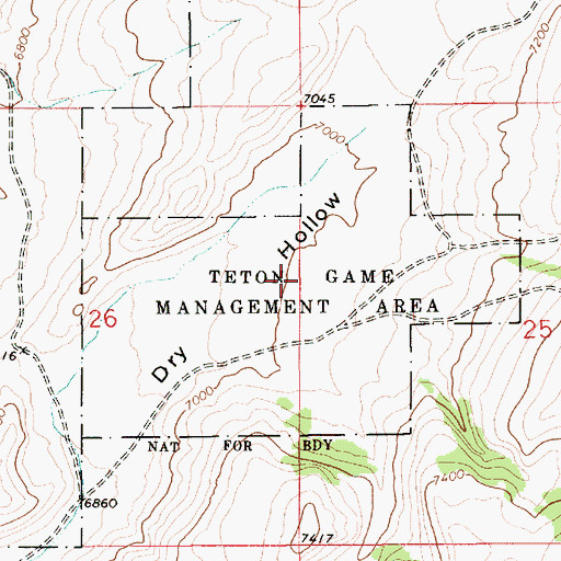 Topographic Map of Teton Game Management Area, WY