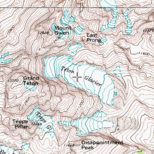 Topographic Map of Teton Glacier, WY