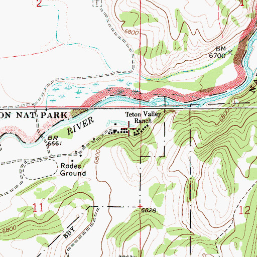 Topographic Map of Teton Valley Ranch, WY