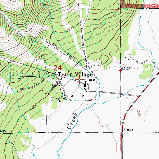 Topographic Map of Teton Village, WY