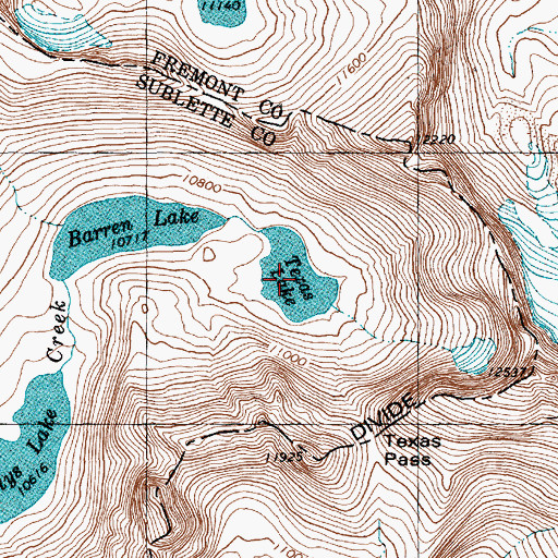 Topographic Map of Texas Lake, WY