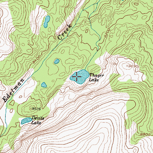 Topographic Map of Thayer Lake, WY