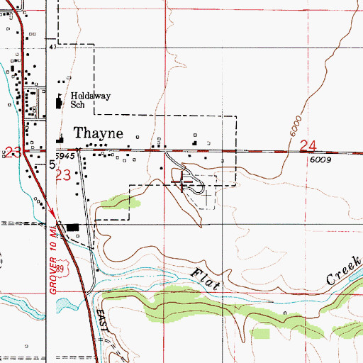 Topographic Map of Thayne Cemetery, WY