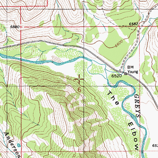 Topographic Map of The Elbow, WY
