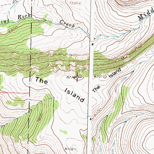 Topographic Map of The Island, WY