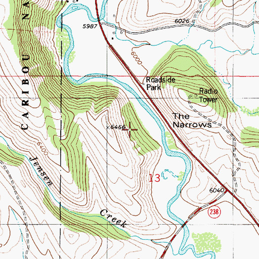 Topographic Map of The Narrows, WY