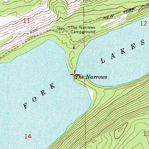 Topographic Map of The Narrows, WY