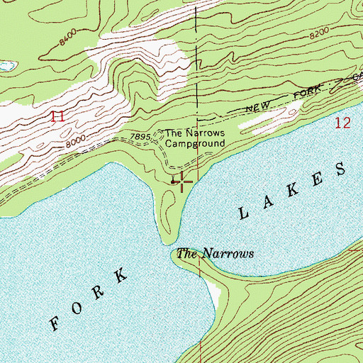 Topographic Map of The Narrows Campground, WY
