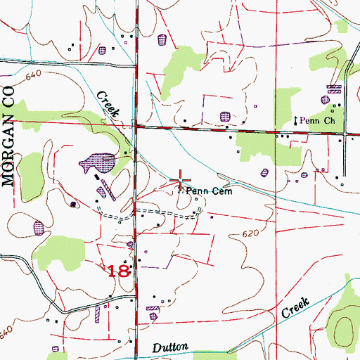Topographic Map of Penn Cemetery, AL