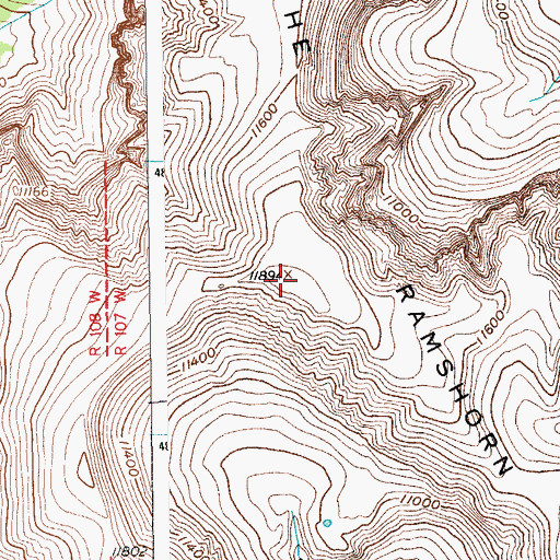 Topographic Map of The Ramshorn, WY