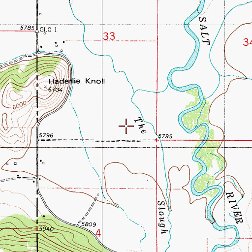 Topographic Map of The Slough, WY