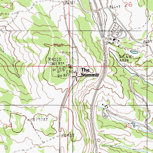 Topographic Map of The Summit, WY