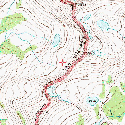 Topographic Map of The Wigwams, WY