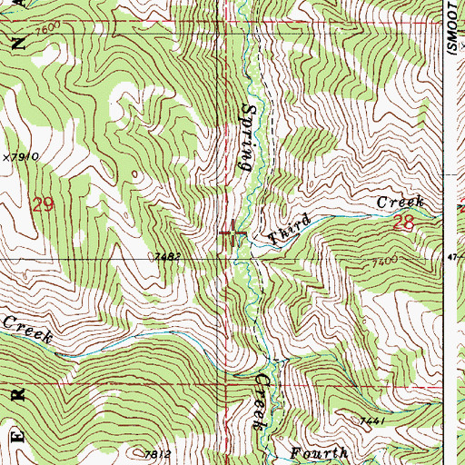 Topographic Map of Third Creek, WY