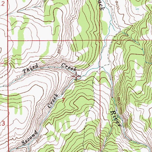 Topographic Map of Third Creek, WY