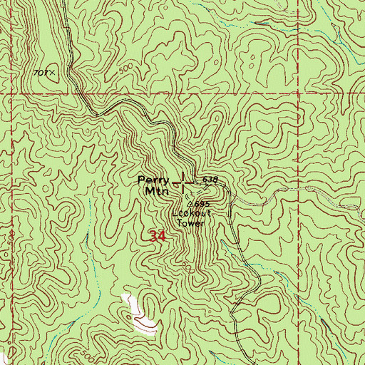 Topographic Map of Perry Mountain, AL