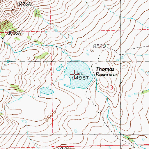 Topographic Map of Thomas Reservoir, WY